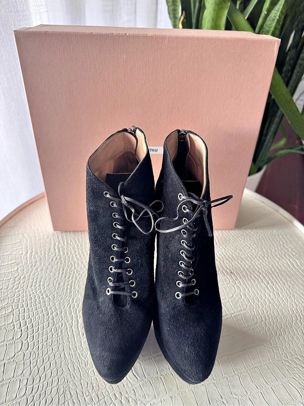 Miu Miu Calzature Donna ankle boots Black Lace-Up Ankle Boots EU 39